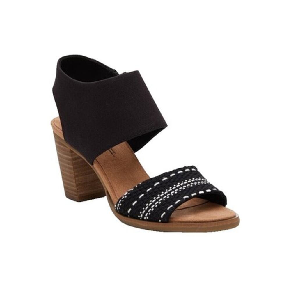 TOMS Majorca Textile Cutout Sandals sz 7 black white
